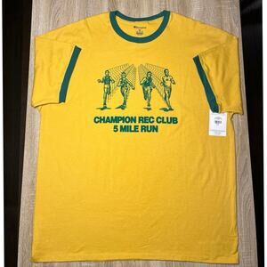 Champion Rec Club 5 Mile Run Yellow Green Heather 2XL TShirt NWT